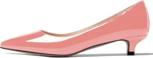 MODENCOCO Women's Pointed Toe Slip On Solid Patent Kitten Low Heel Pumps Shoes 1.5 Inch