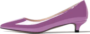 MODENCOCO Women's Pointed Toe Slip On Solid Patent Kitten Low Heel Pumps Shoes 1.5 Inch