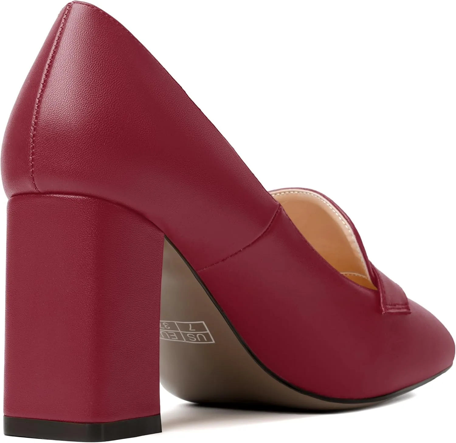 MODENCOCO Womens Sexy Formal Matte Slip On Square Toe Work Block High Heel Loafers Shoes 3.5 Inch