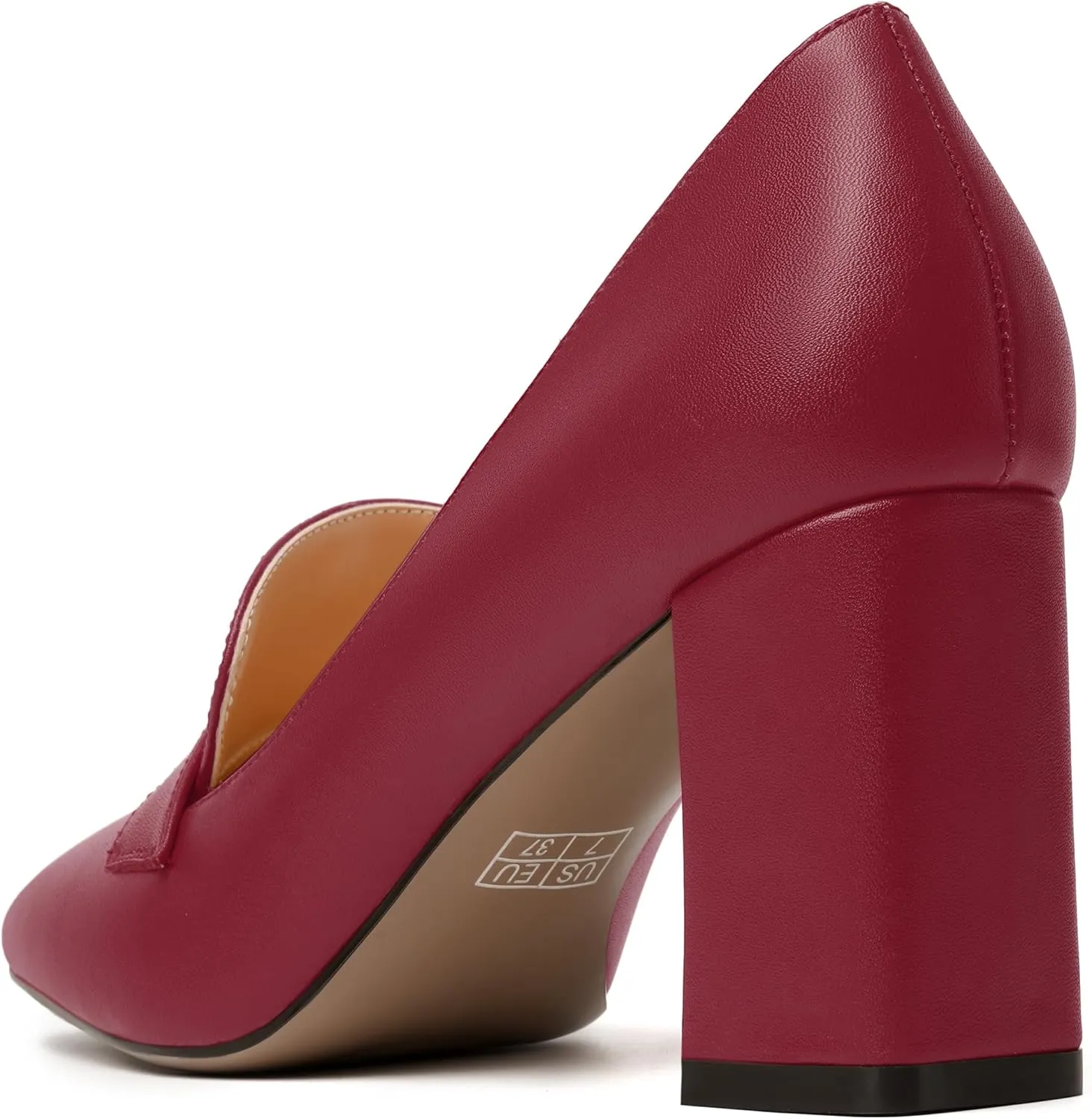 MODENCOCO Womens Sexy Formal Matte Slip On Square Toe Work Block High Heel Loafers Shoes 3.5 Inch