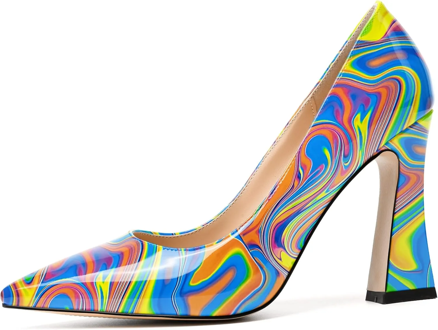 MODENCOCO Womens Slip On Pointed Toe Sexy Patent Evening Party Stiletto High Heel Pumps Dress Shoes 4 Inch