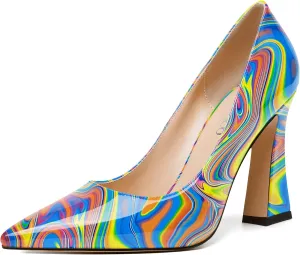 MODENCOCO Womens Slip On Pointed Toe Sexy Patent Evening Party Stiletto High Heel Pumps Dress Shoes 4 Inch