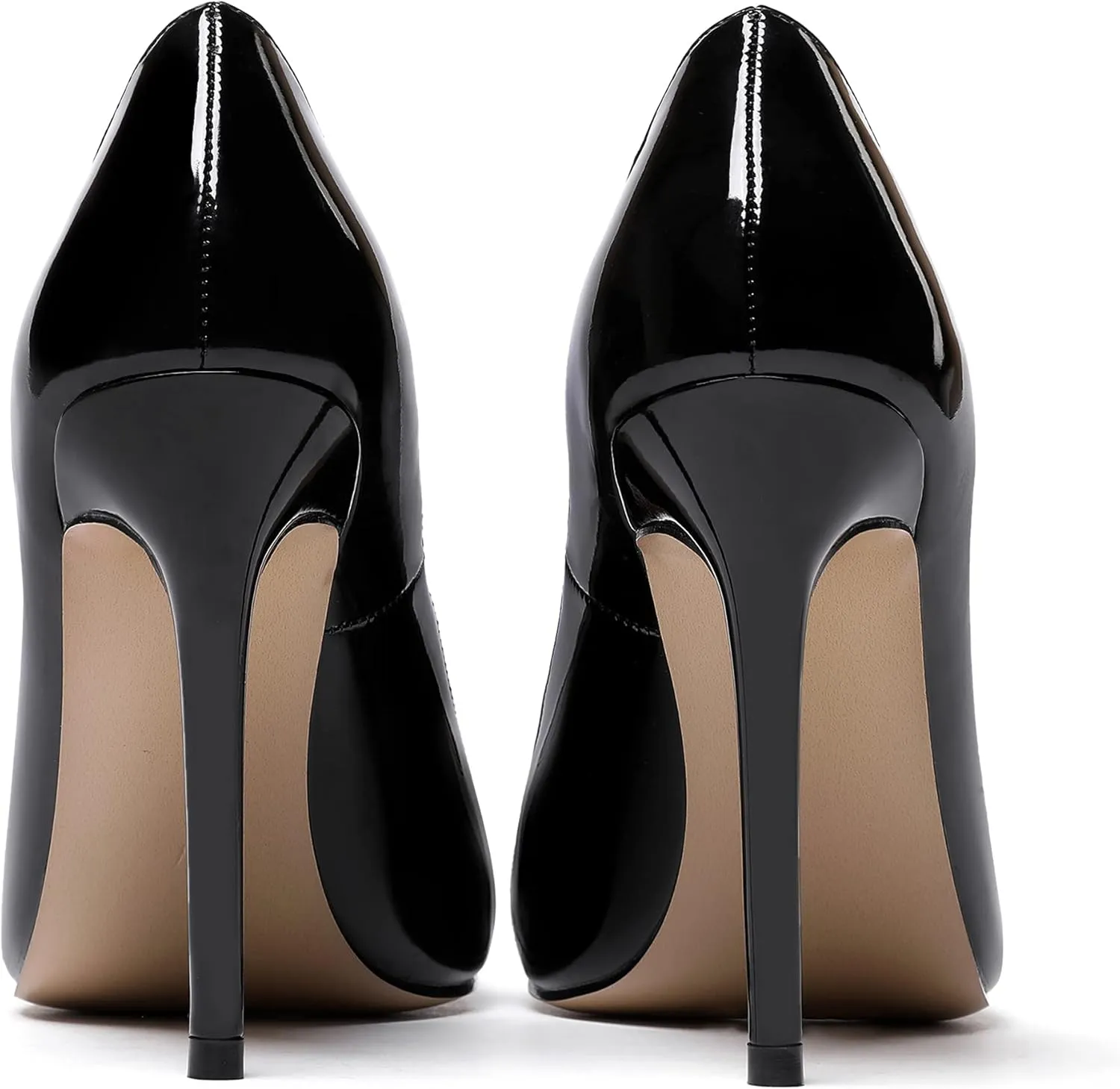 MODENCOCO Women's Slip On Round Toe Patent Solid Stiletto High Heel Pumps Shoes 4 Inch