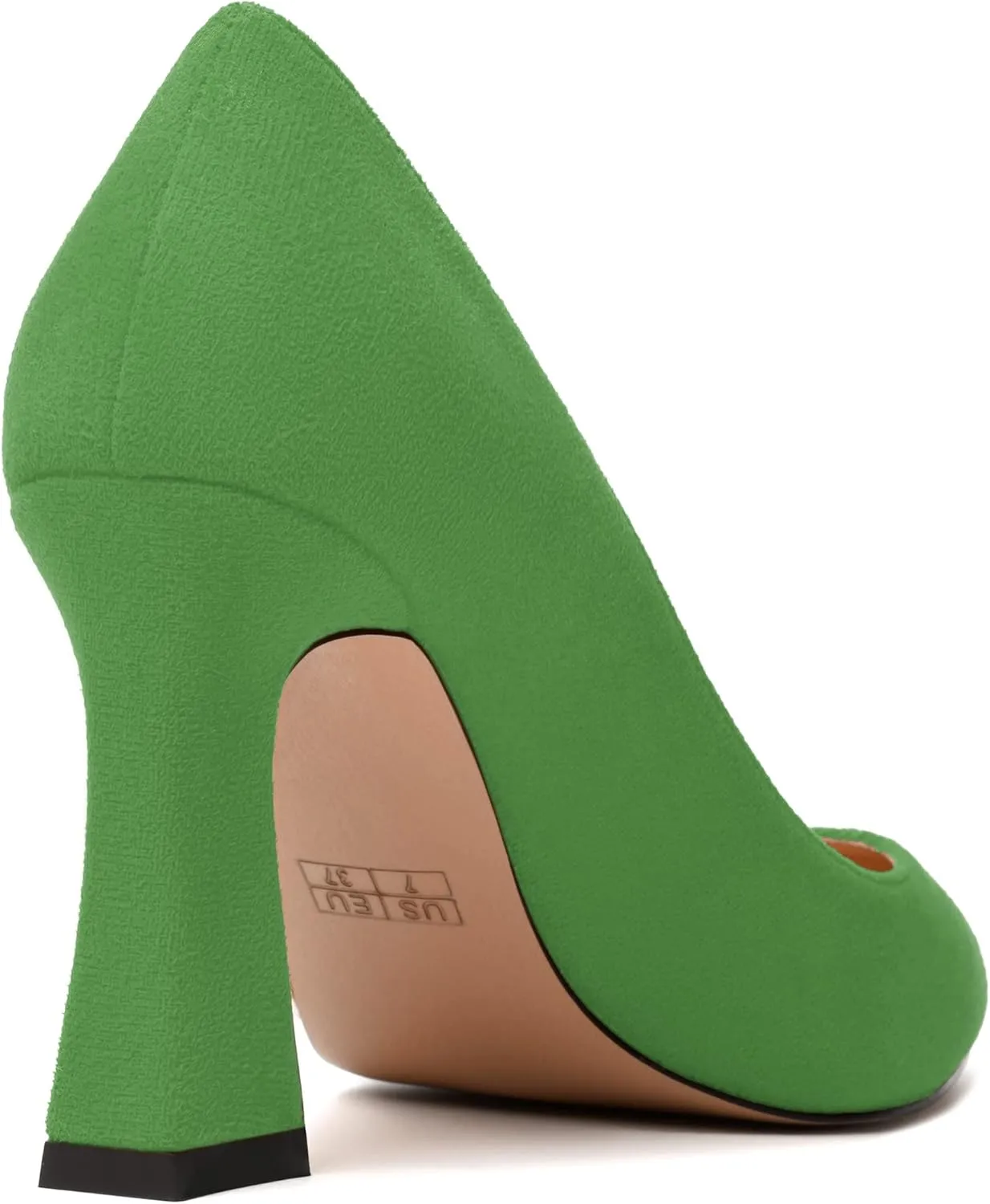 MODENCOCO Womens Slip On Solid Office Sexy Pointed Toe Fashion Suede Block High Heel Pumps Dress Shoes 3.5 Inch
