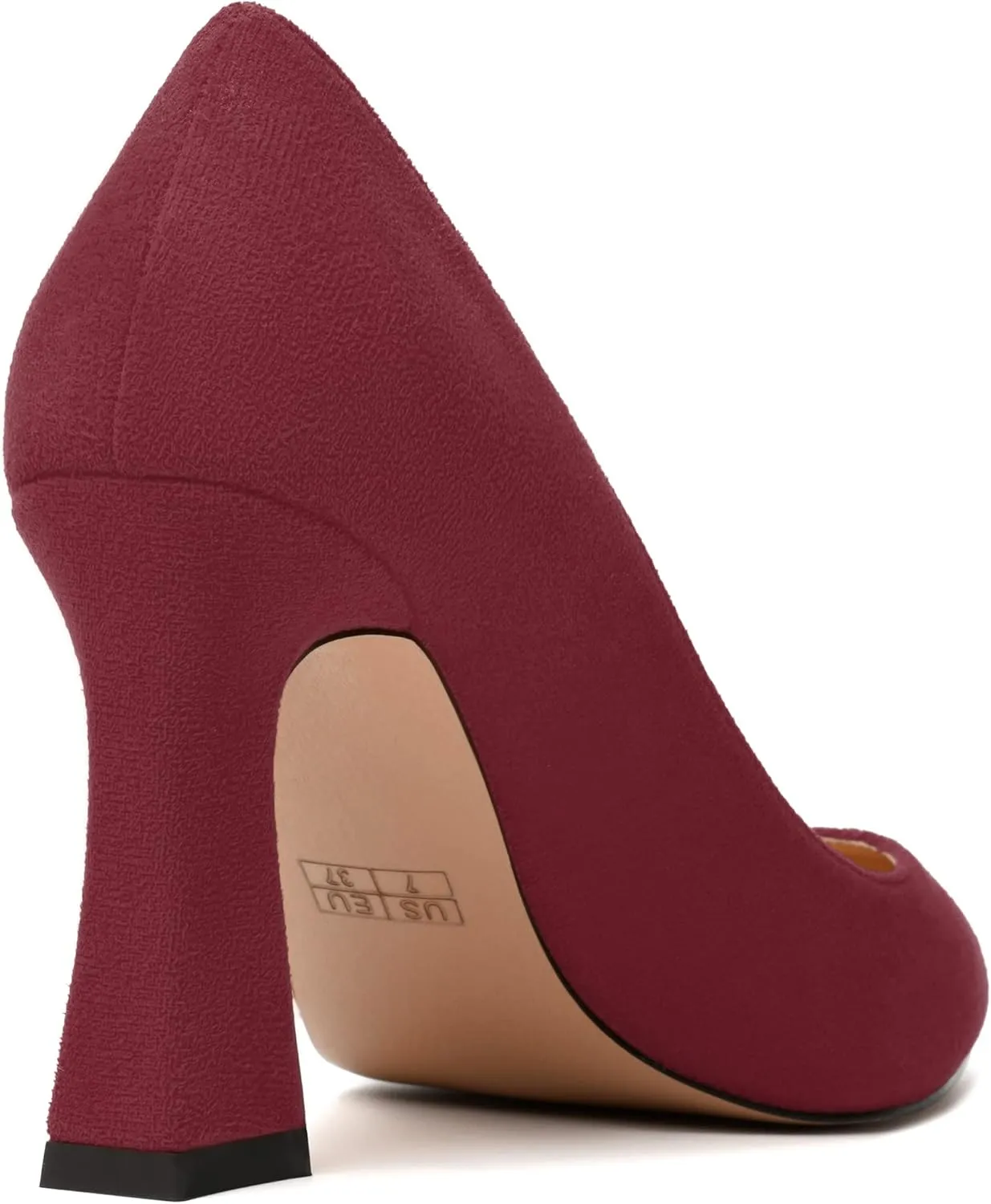 MODENCOCO Womens Slip On Solid Office Sexy Pointed Toe Fashion Suede Block High Heel Pumps Dress Shoes 3.5 Inch