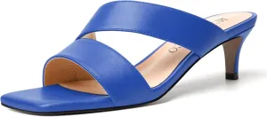 MODENCOCO Womens Summer Slip On Casual Square Toe Matte Comfortable Kitten Low Heel Heeled Sandals 2 Inch
