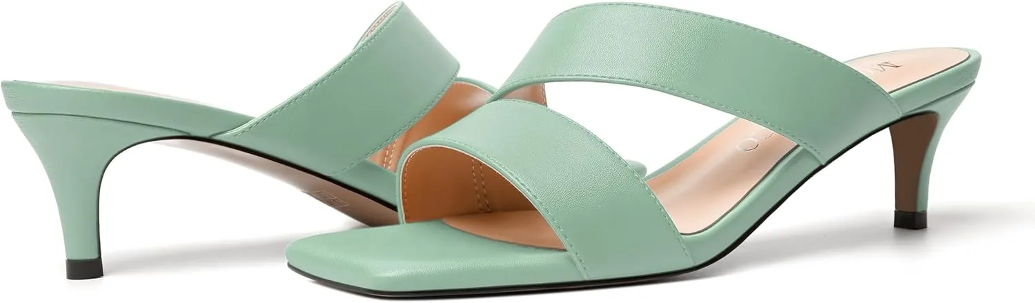 MODENCOCO Womens Summer Slip On Casual Square Toe Matte Comfortable Kitten Low Heel Heeled Sandals 2 Inch