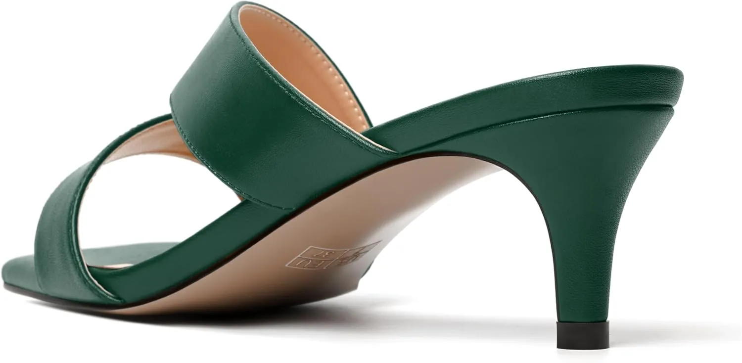 MODENCOCO Womens Summer Slip On Casual Square Toe Matte Comfortable Kitten Low Heel Heeled Sandals 2 Inch