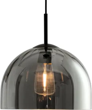 Modern Dome Pendant Lighting Fixtures, 11.8 Inch Large Boho Chandelier, Rustic Farmhouse Industrial Hanging Ceiling Lamp with Grey Glass Bell Lampshade for Kitchen Island Dining Room