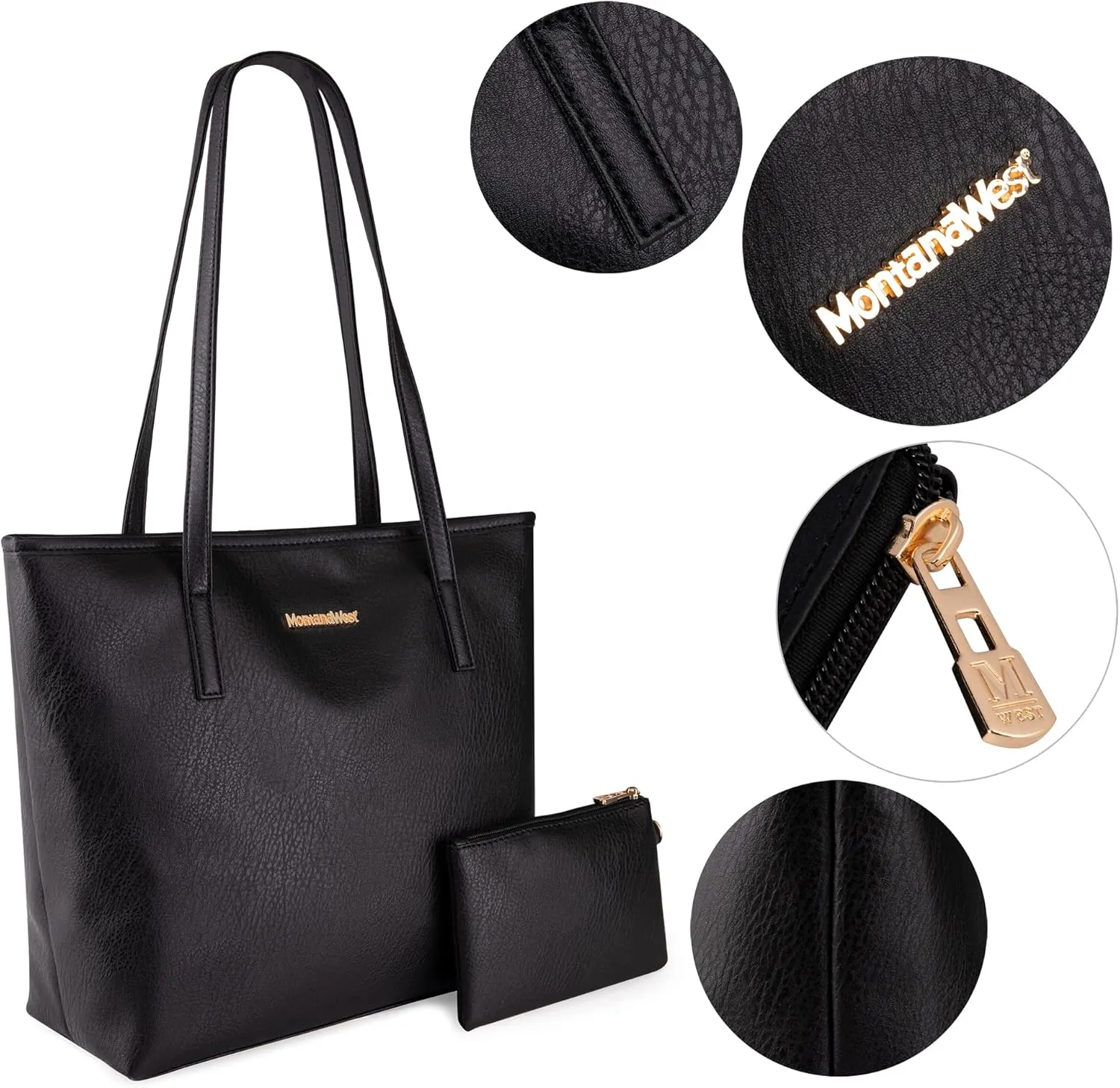 Montana West Tote Bags Vegan Leather Purses and Handbags for Women Top Handle Ladies Shoulder Bags