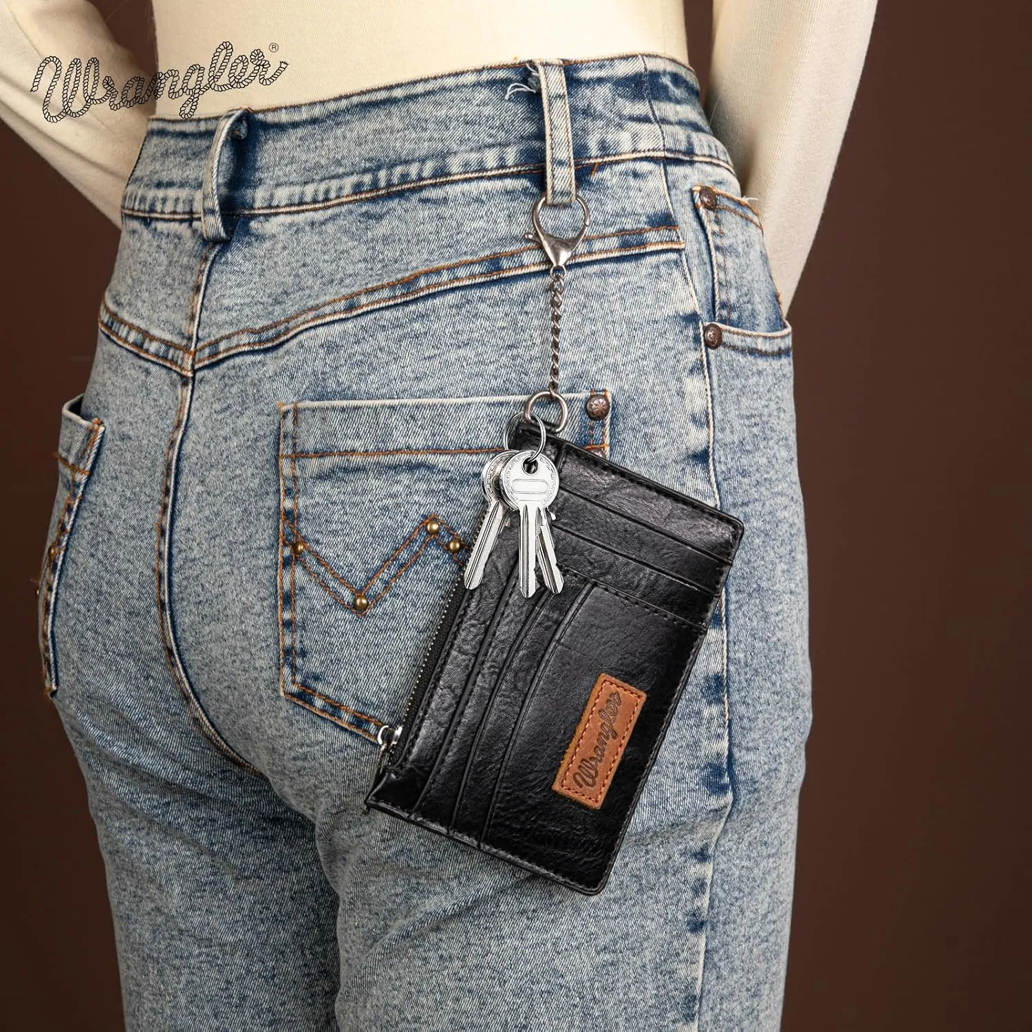 Montana West X Wrangler Credit Card Holder RFID Credit Card Holders for Women Card Holder Keychain Small Wallet Women Wristlet