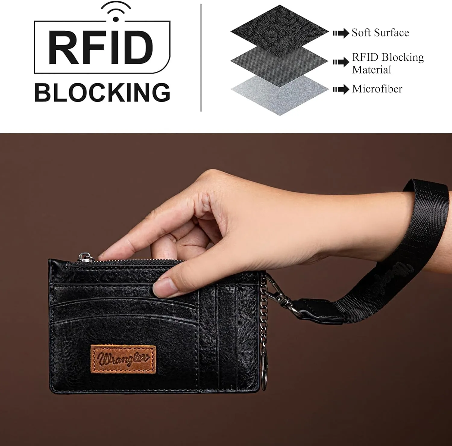 Montana West X Wrangler Credit Card Holder RFID Credit Card Holders for Women Card Holder Keychain Small Wallet Women Wristlet