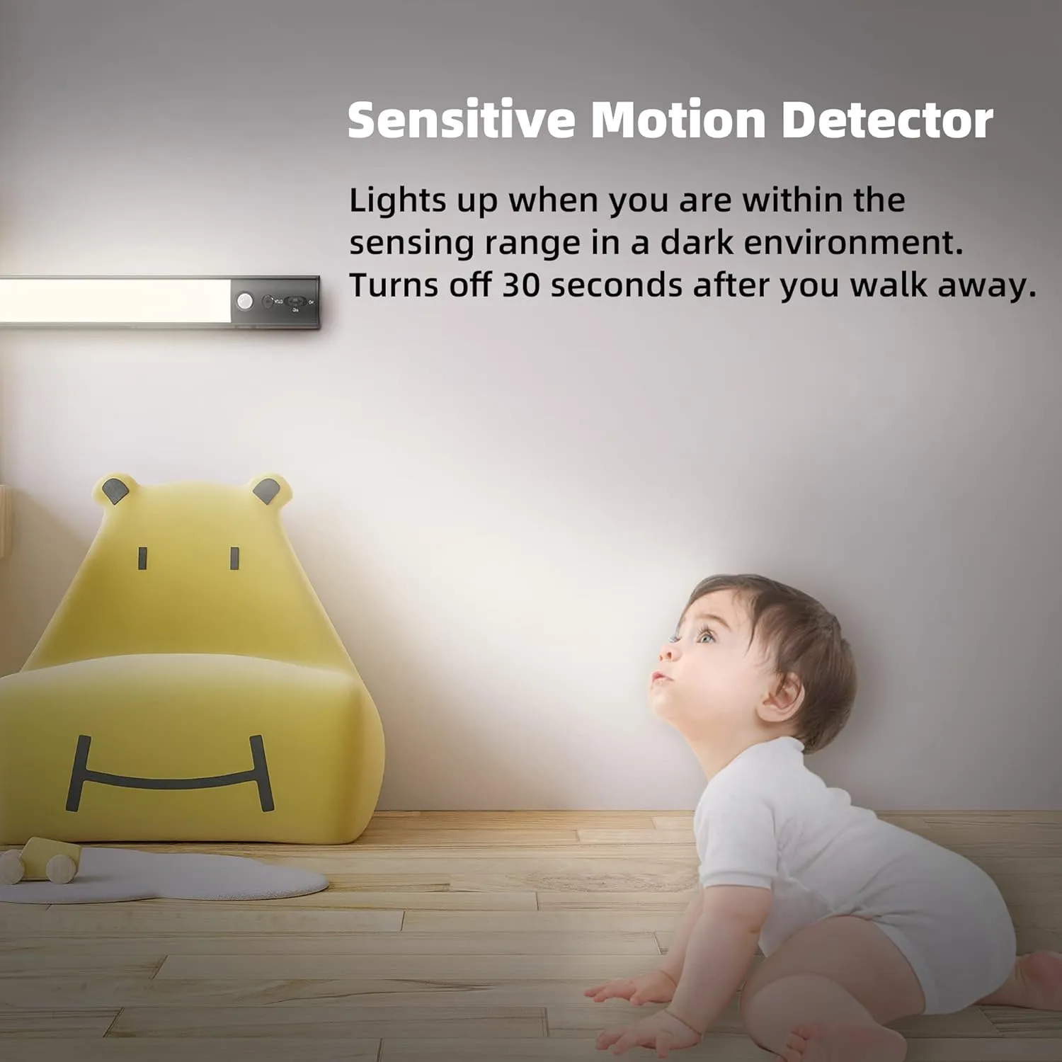 Motion Sensor Cabinet Light 2 Pack- 4200 mAh Battery Operated Rechargeable Closet Lights - Extra-Bright Under Cabinet Lights - Wireless Indoor LED Light Strip - Motion Activated Lighting