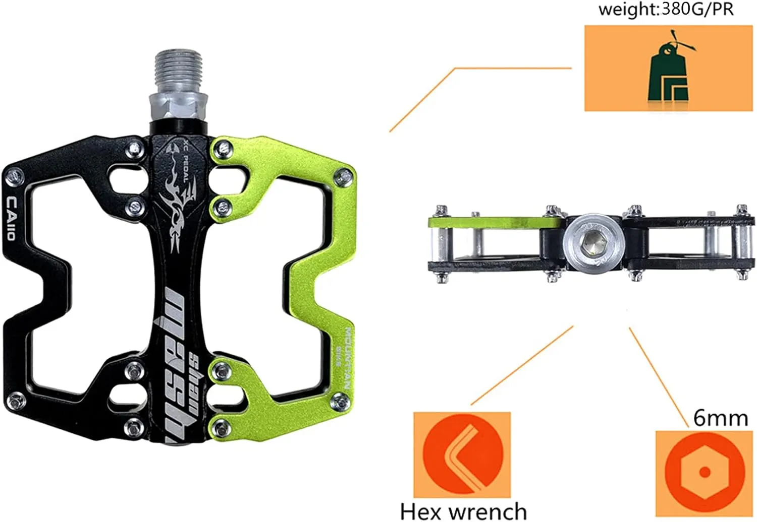 Mountain Bike MTB Pedals Parallel Bicycle Road Pedal 9/16 Inch Ultra-Light Flat Aluminum Alloy Sealed Bearing with Anti-Skid 1 Pair