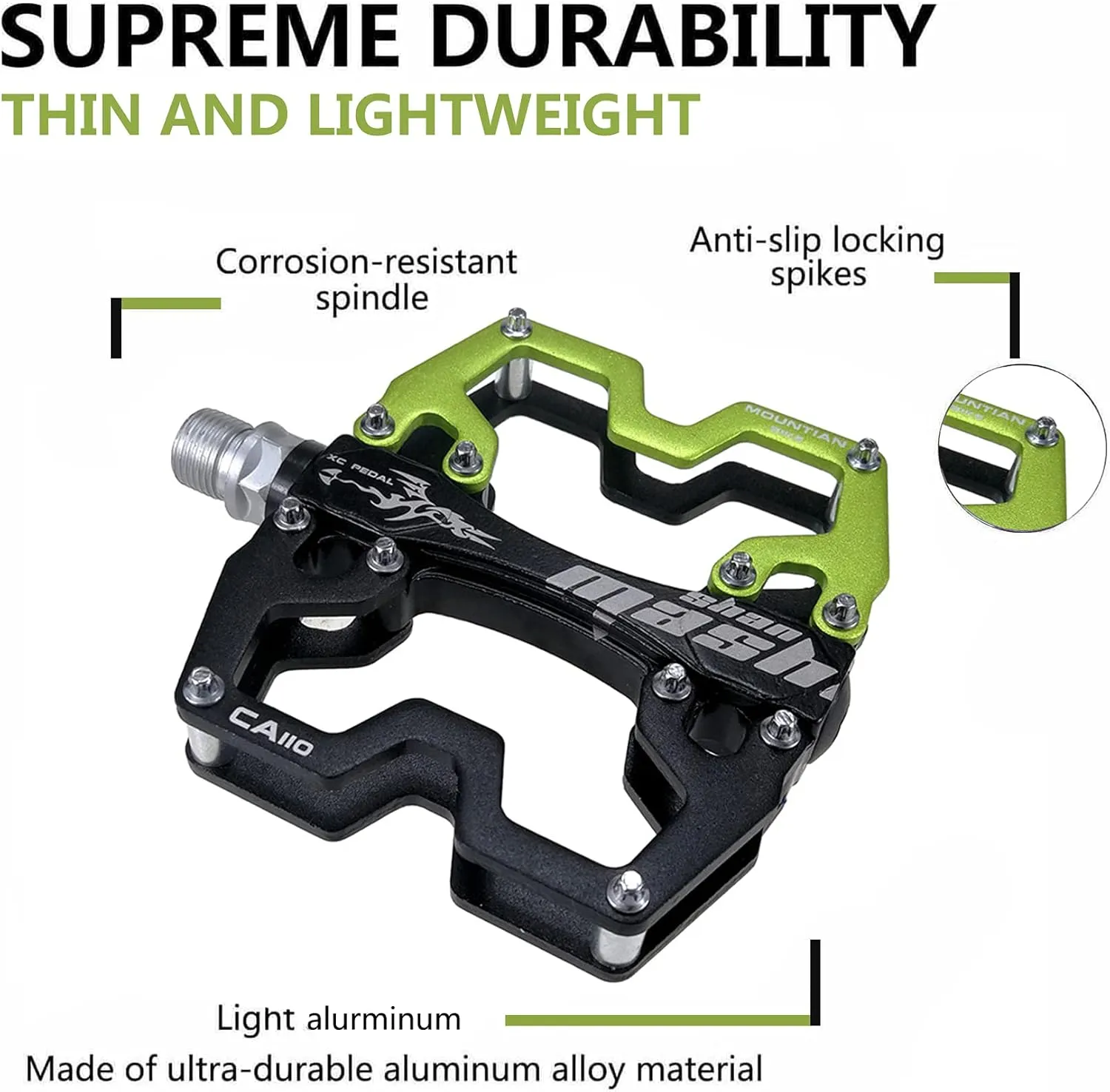 Mountain Bike MTB Pedals Parallel Bicycle Road Pedal 9/16 Inch Ultra-Light Flat Aluminum Alloy Sealed Bearing with Anti-Skid 1 Pair