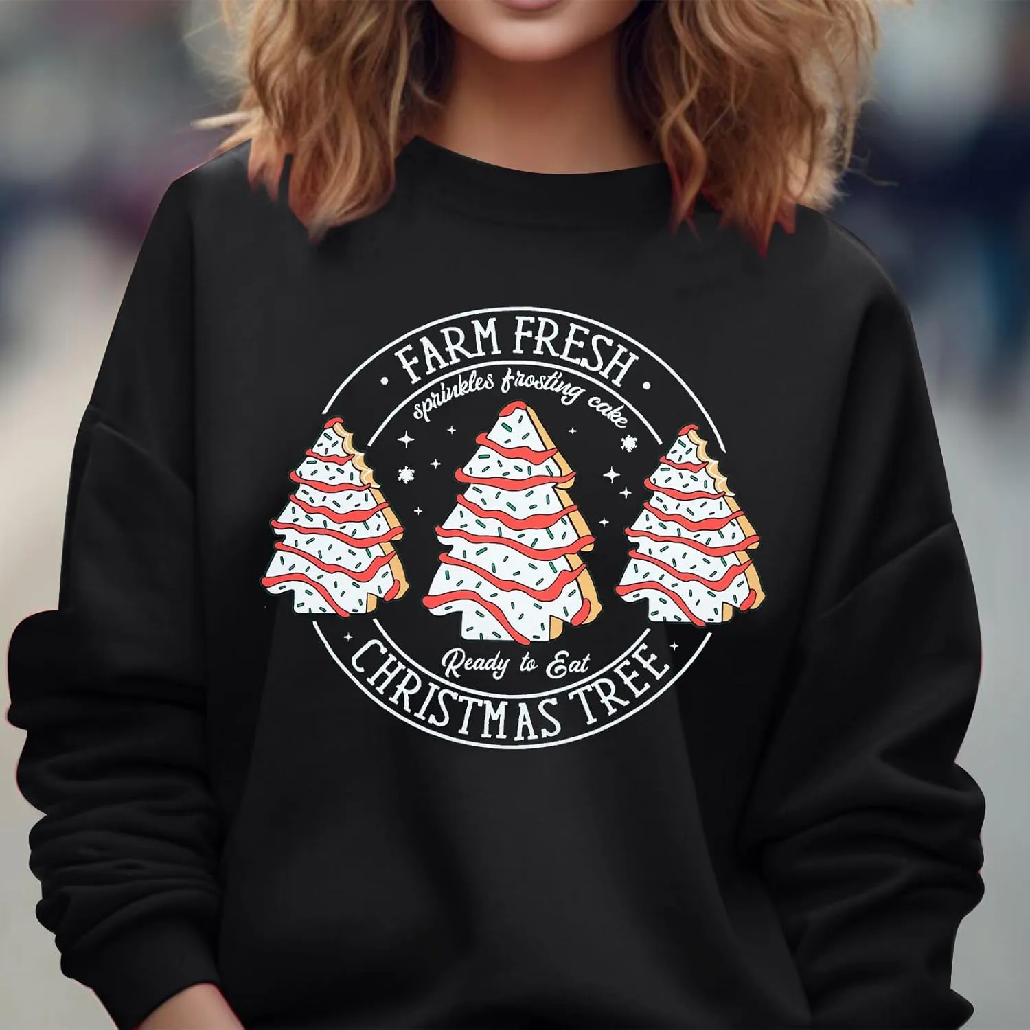 MOUSYA Merry Christmas Oversized Sweashirt Women Christmas Reindeer Sweaters Snowflake Graphic long Sleeve Pullover Tops