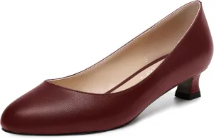 MOVINSTEPS Womens Dating Matte Slip On Round Toe Dress Spool Low Heel Pumps Shoes 1.5 Inch