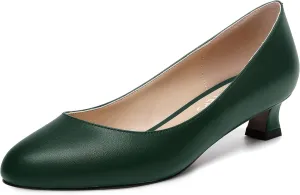 MOVINSTEPS Womens Dating Matte Slip On Round Toe Dress Spool Low Heel Pumps Shoes 1.5 Inch