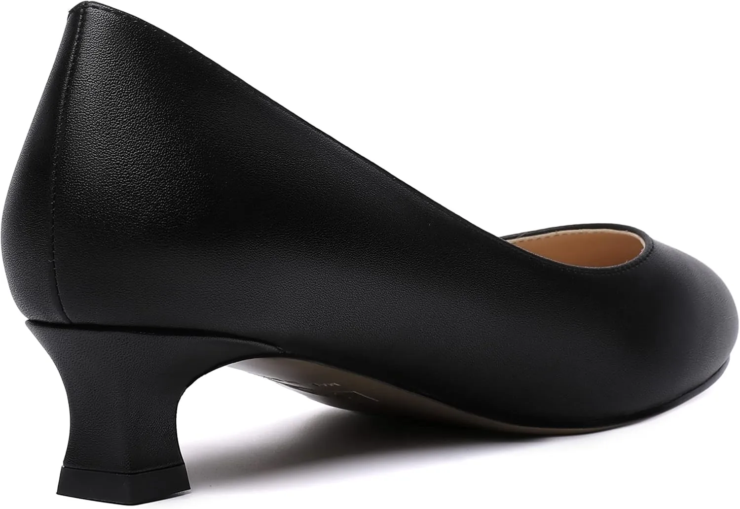 MOVINSTEPS Womens Dating Matte Slip On Round Toe Dress Spool Low Heel Pumps Shoes 1.5 Inch