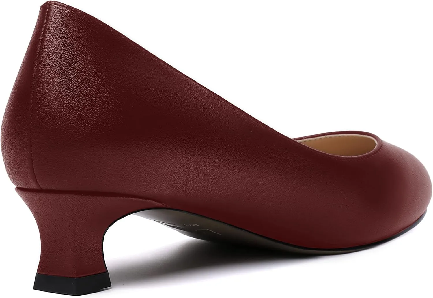 MOVINSTEPS Womens Dating Matte Slip On Round Toe Dress Spool Low Heel Pumps Shoes 1.5 Inch