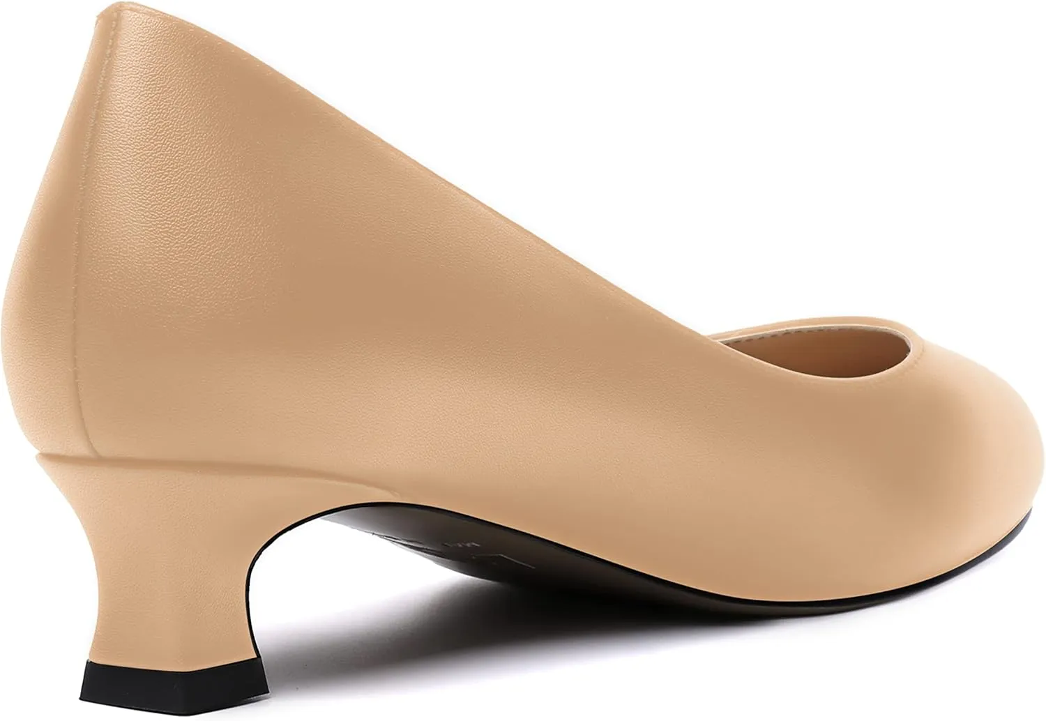 MOVINSTEPS Womens Dating Matte Slip On Round Toe Dress Spool Low Heel Pumps Shoes 1.5 Inch
