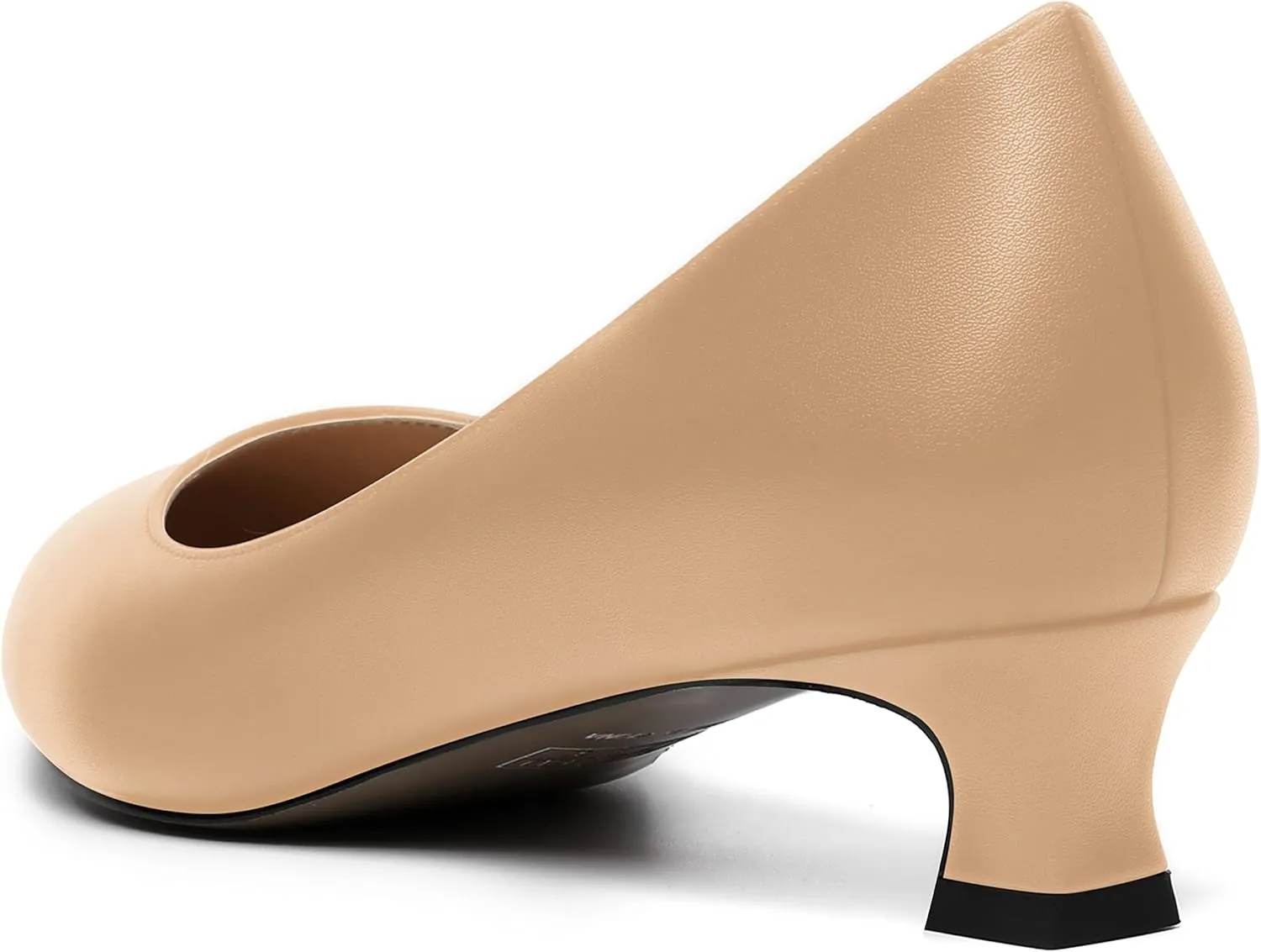 MOVINSTEPS Womens Dating Matte Slip On Round Toe Dress Spool Low Heel Pumps Shoes 1.5 Inch