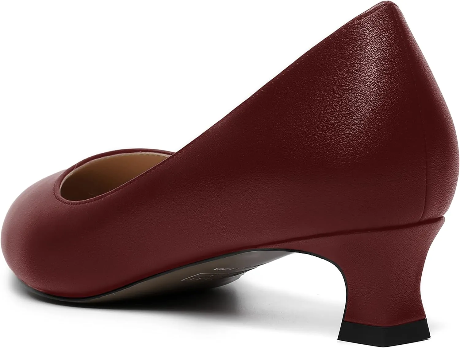 MOVINSTEPS Womens Dating Matte Slip On Round Toe Dress Spool Low Heel Pumps Shoes 1.5 Inch
