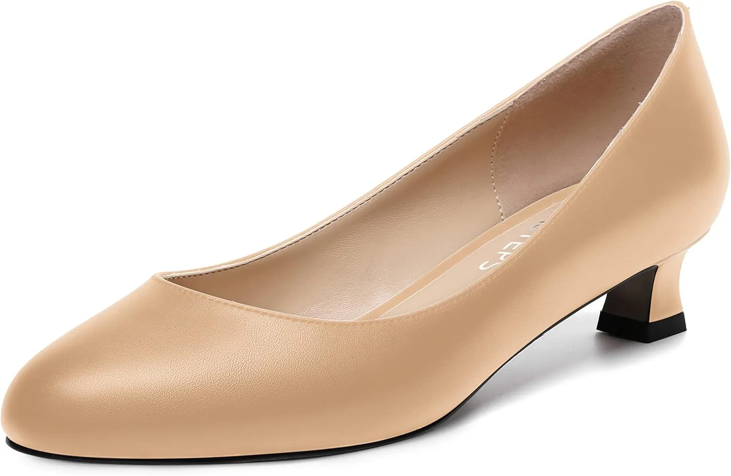 MOVINSTEPS Womens Dating Matte Slip On Round Toe Dress Spool Low Heel Pumps Shoes 1.5 Inch
