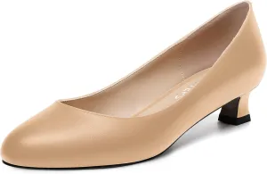 MOVINSTEPS Womens Dating Matte Slip On Round Toe Dress Spool Low Heel Pumps Shoes 1.5 Inch