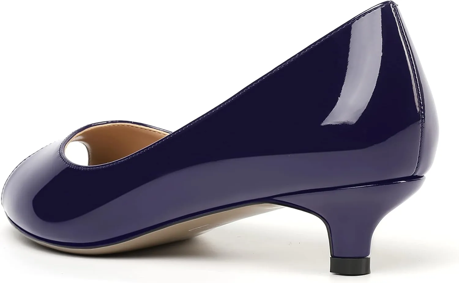 MOVINSTEPS Womens Dress Peep Toe Patent Open Toe Slip On Dating Kitten Low Heel Pumps Shoes 1.5 Inch