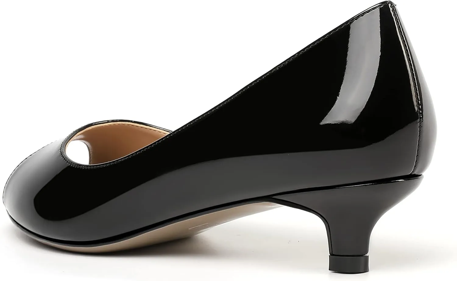 MOVINSTEPS Womens Dress Peep Toe Patent Open Toe Slip On Dating Kitten Low Heel Pumps Shoes 1.5 Inch