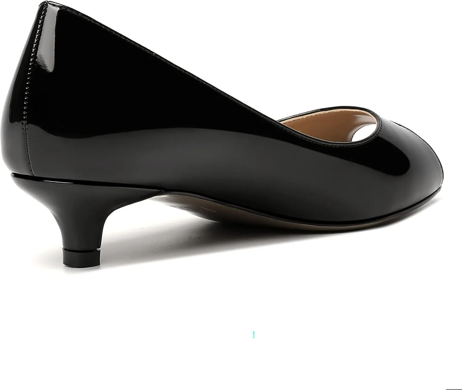 MOVINSTEPS Womens Dress Peep Toe Patent Open Toe Slip On Dating Kitten Low Heel Pumps Shoes 1.5 Inch