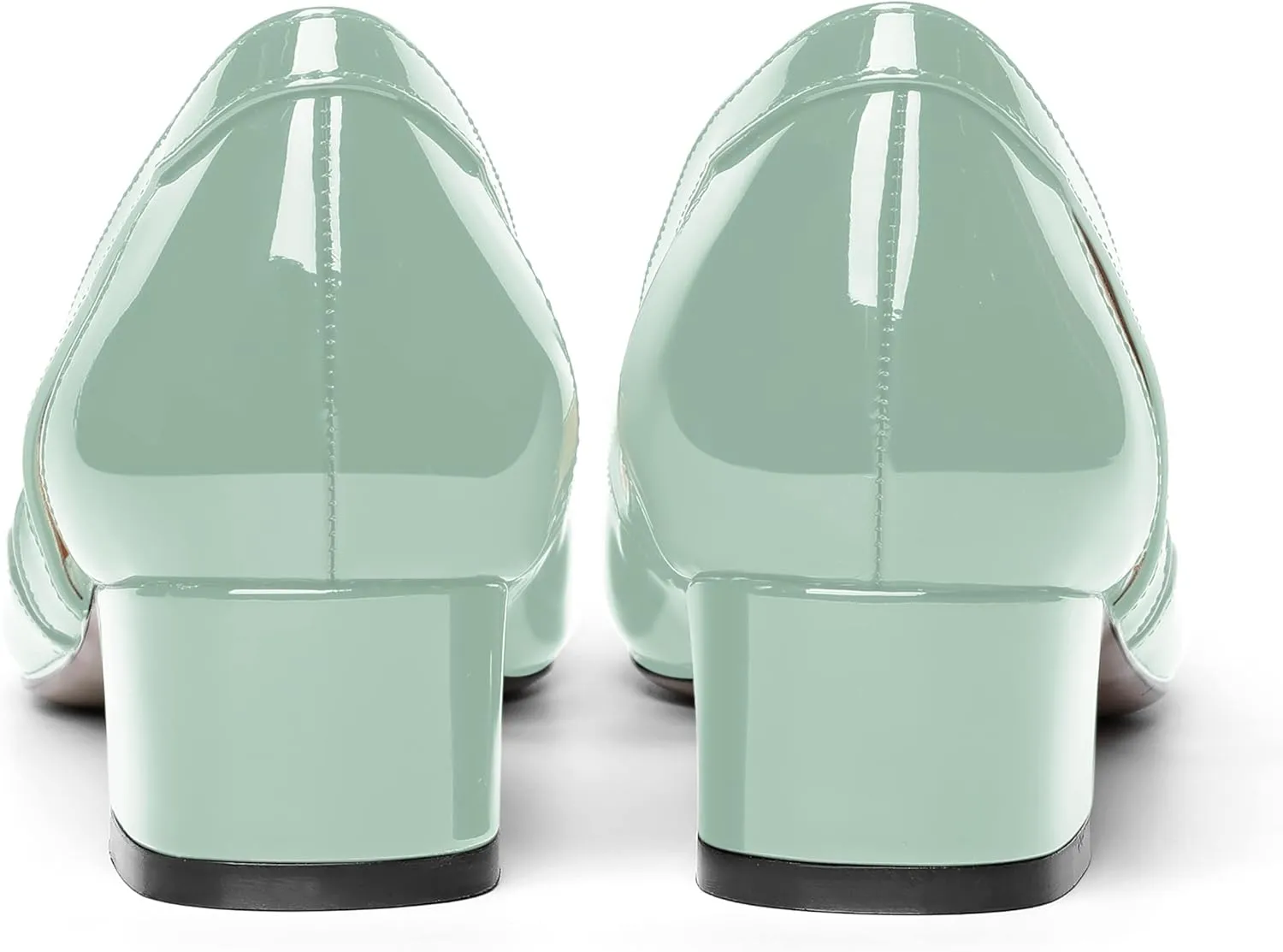 MOVINSTEPS Womens Pointed Toe Dress Slip On Patent Cut Out Work Chunky Low Heel Pumps Shoes 1.5 Inch
