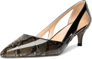 MOVINSTEPS Womens Wedding Cut Out Pointed Toe Patent Sexy Slip On Kitten Low Heel Pumps Shoes 2 Inch