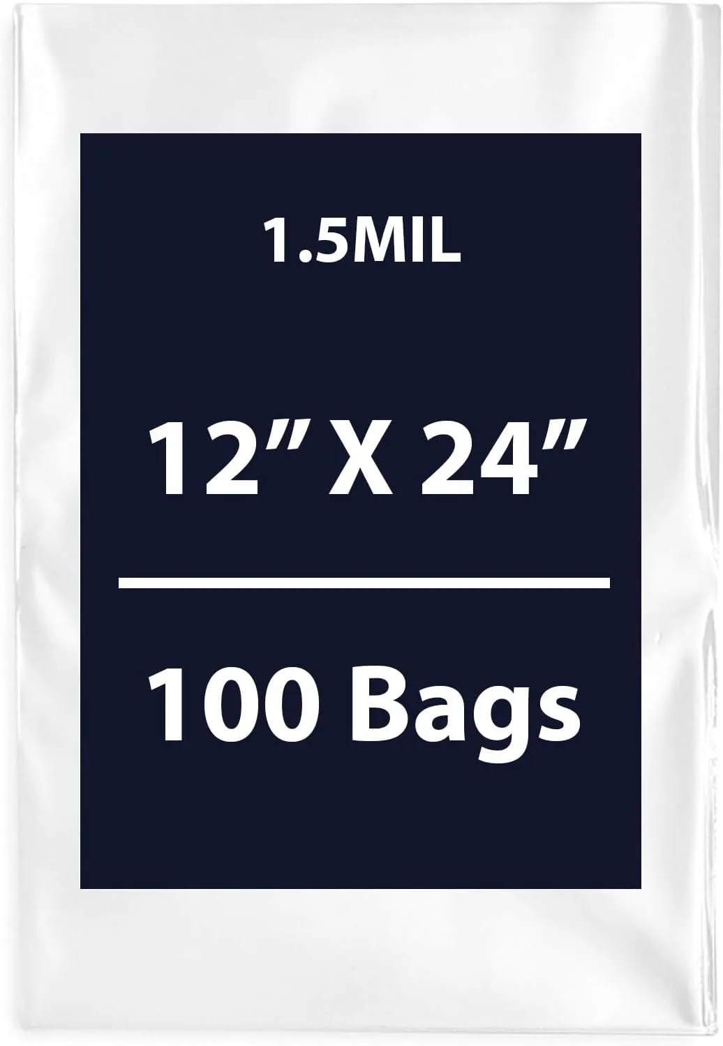 Multiple Sizes Clear Flat Poly Bags, 1.5Mil 12" X 24" & 100 Bags | Low-Density Polyethylene (LDPE), Flat Open Top Plastic Packaging Packing | Flexible and Durable Plastic Bags
