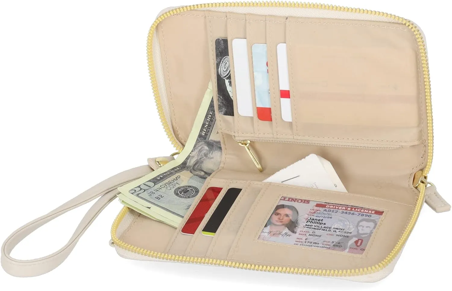 Mundi Jacqui RFID Crossbody Wallet for Women, Vegan Leather Small Travel Handbag with Phone Holder, Compact Organizer with Card Slots and Adjustable Strap, Vacation Purse in Birch