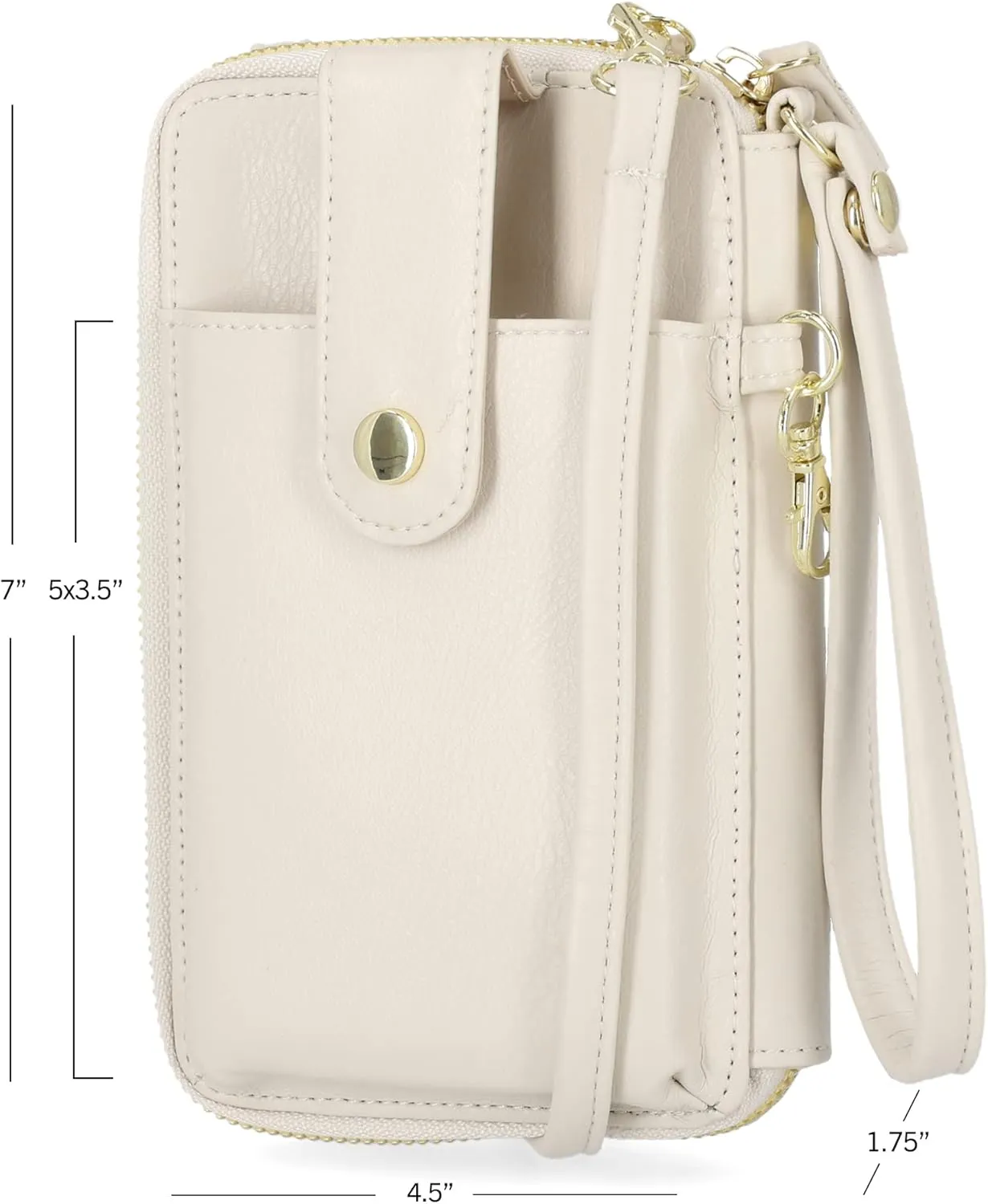 Mundi Jacqui RFID Crossbody Wallet for Women, Vegan Leather Small Travel Handbag with Phone Holder, Compact Organizer with Card Slots and Adjustable Strap, Vacation Purse in Birch