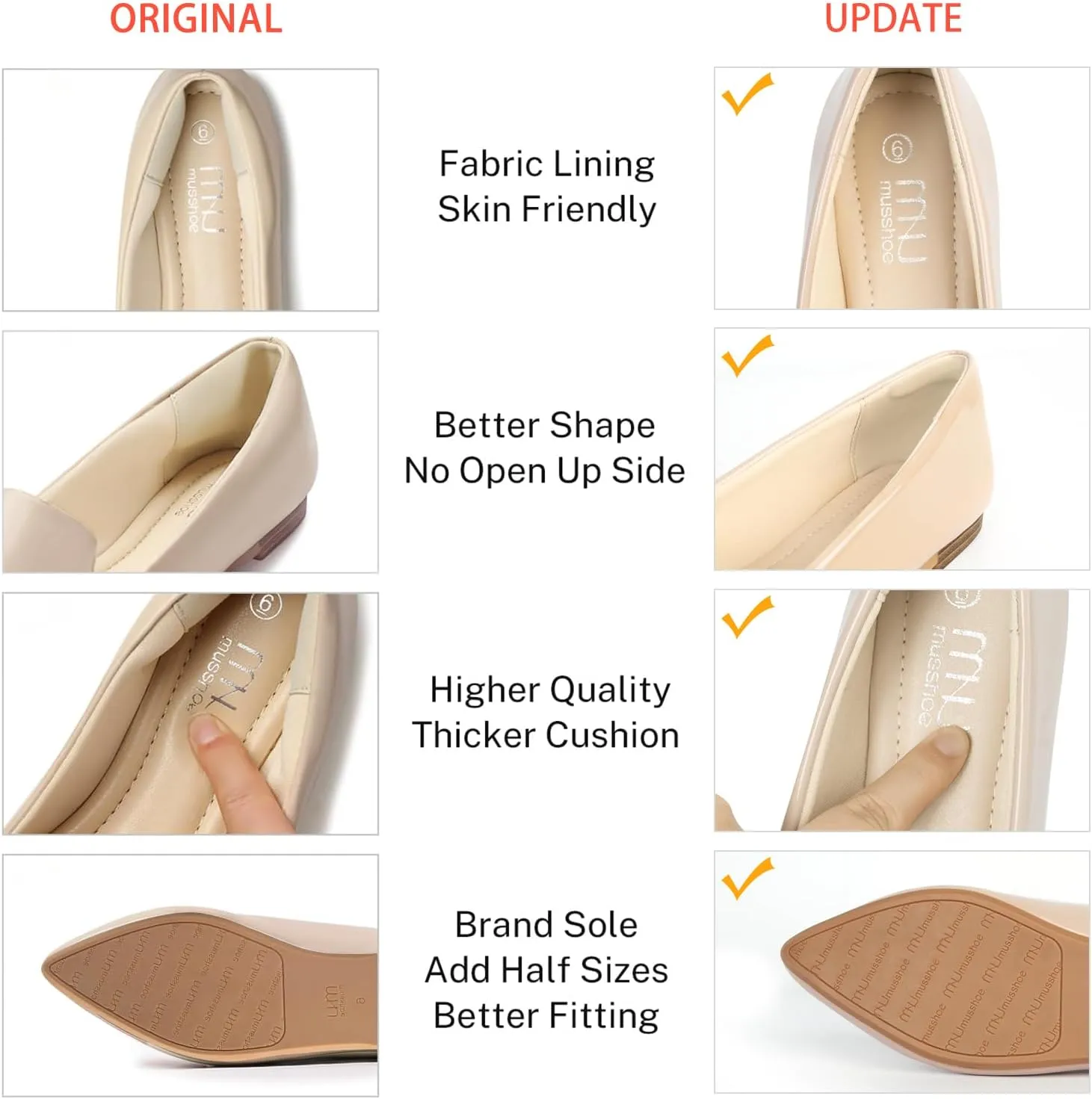 MUSSHOE Flat Shoes Women Comfortable Slip on Women's Flats