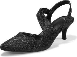 mysoft Women's Dress Shoes Low Heels 2 inch Kitten Pumps Slingback Wedding Party Medium/Wide Width Shoes