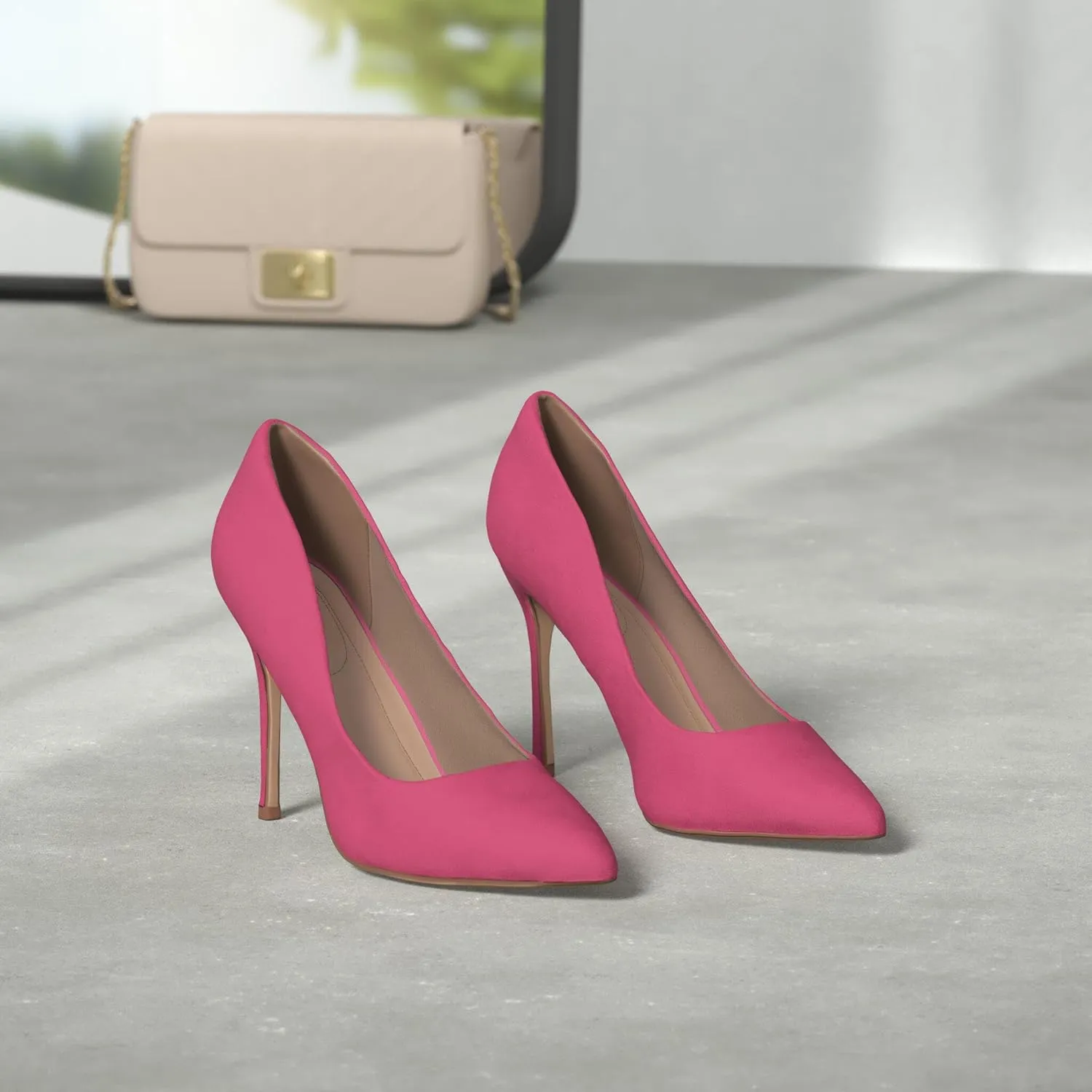 mysoft Women's High Heels Pumps Closed Pointed Toe Stiletto 4IN Heels Dress Wedding Shoes