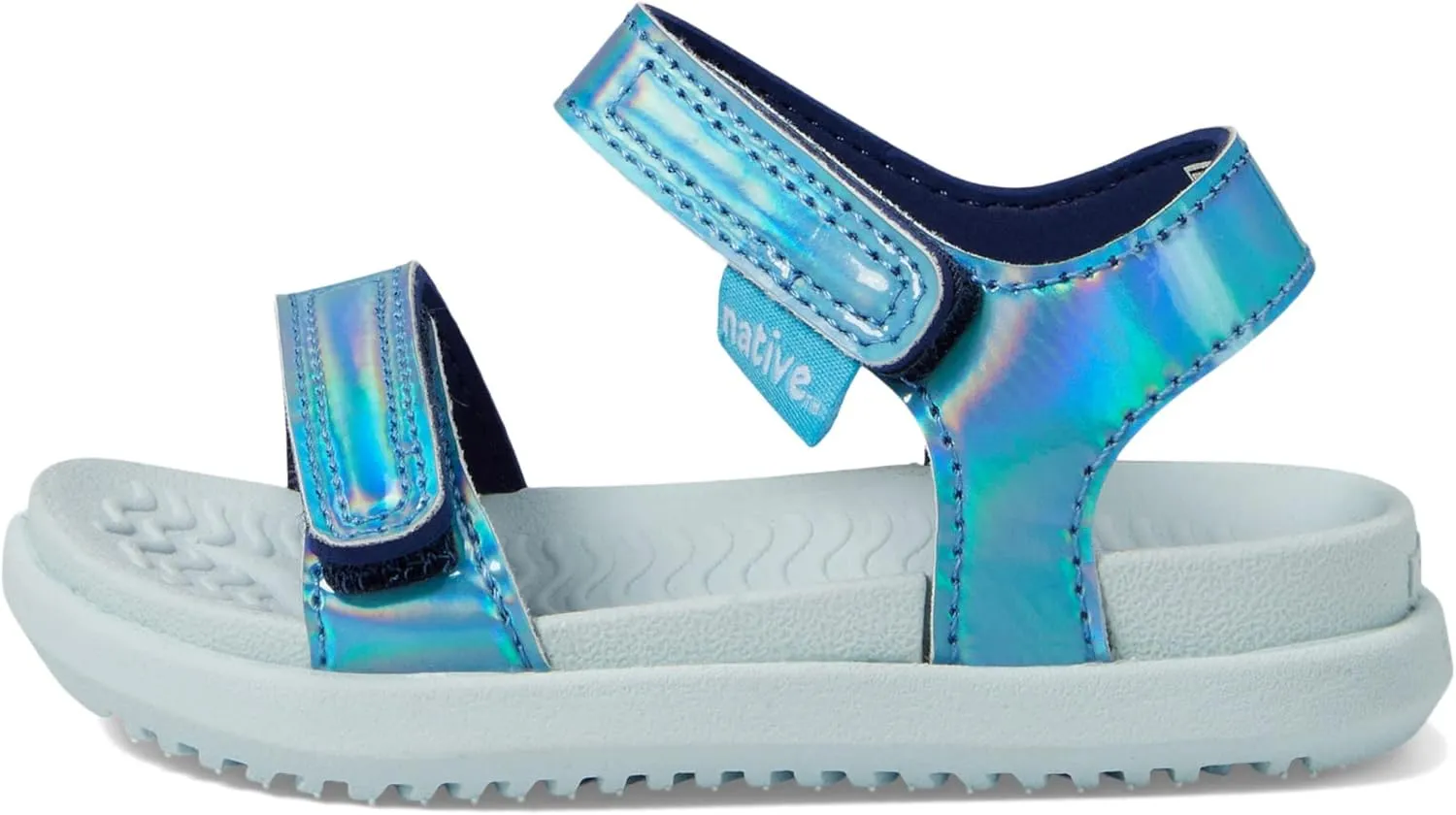 Native Shoes Kids Charley Sugarlite Hologram Flat Sandals for Little Kid - Hook-Loop Closure with EVA Footbed, and Open Toe Design