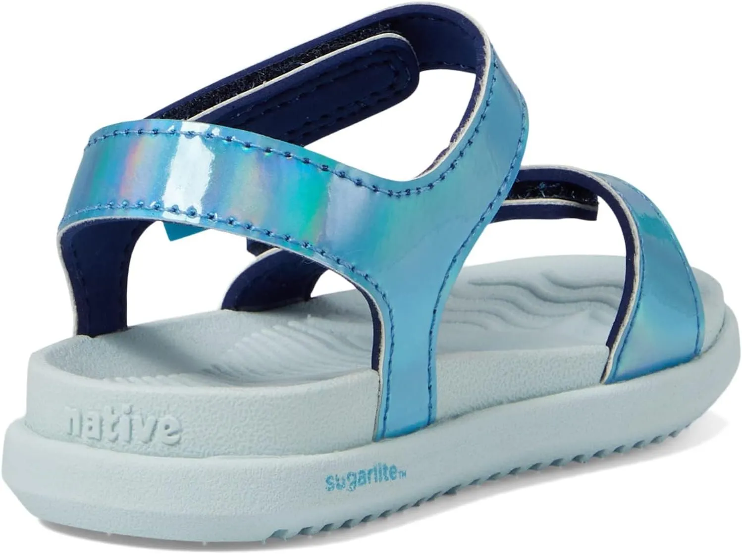 Native Shoes Kids Charley Sugarlite Hologram Flat Sandals for Little Kid - Hook-Loop Closure with EVA Footbed, and Open Toe Design