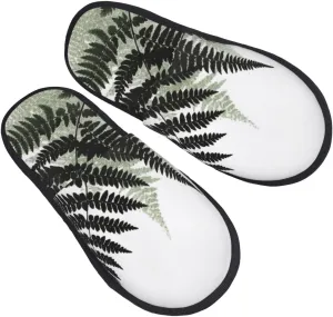 natural plant silhouette fern leaf Printed Slippers Cozy Indoor Slide Unisex House Slippers Soft Plush Slip-on Slippers
