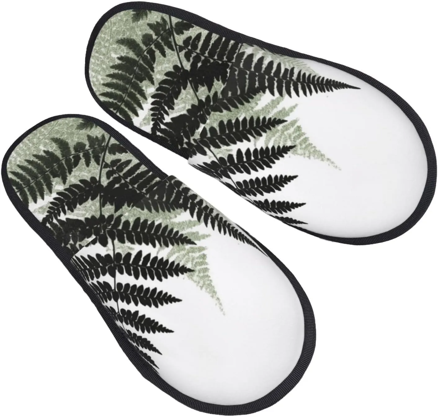 natural plant silhouette fern leaf Printed Slippers Cozy Indoor Slide Unisex House Slippers Soft Plush Slip-on Slippers