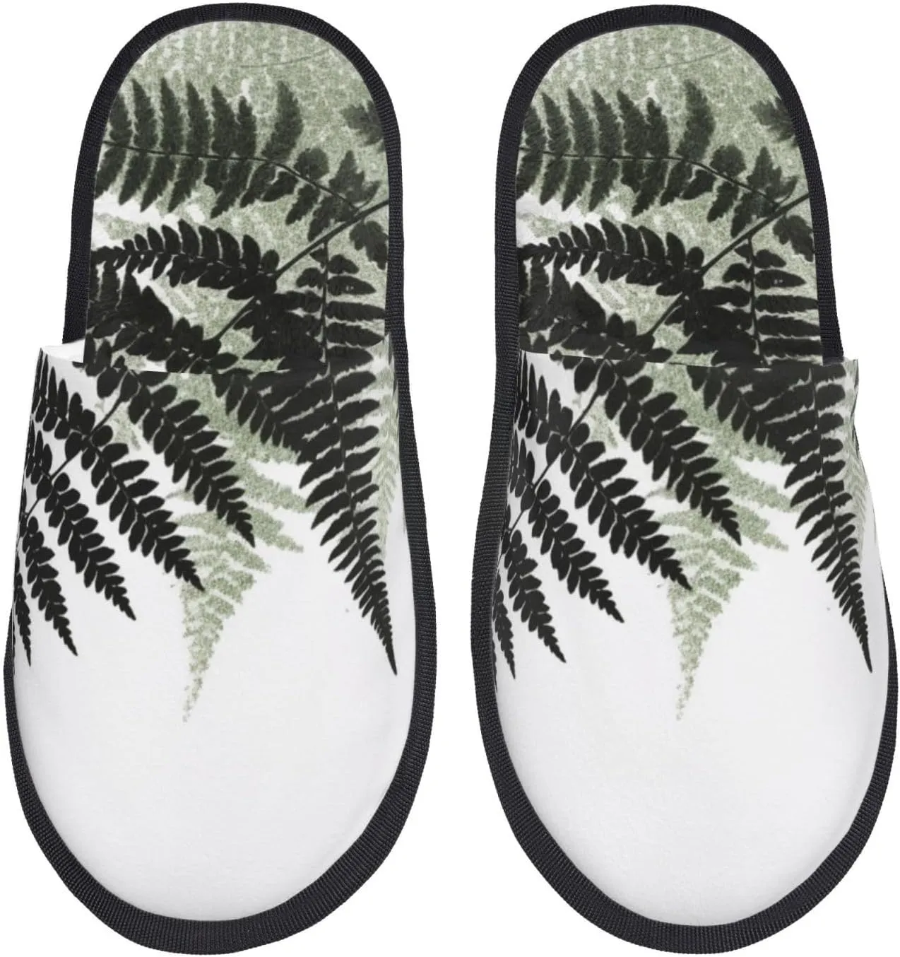 natural plant silhouette fern leaf Printed Slippers Cozy Indoor Slide Unisex House Slippers Soft Plush Slip-on Slippers