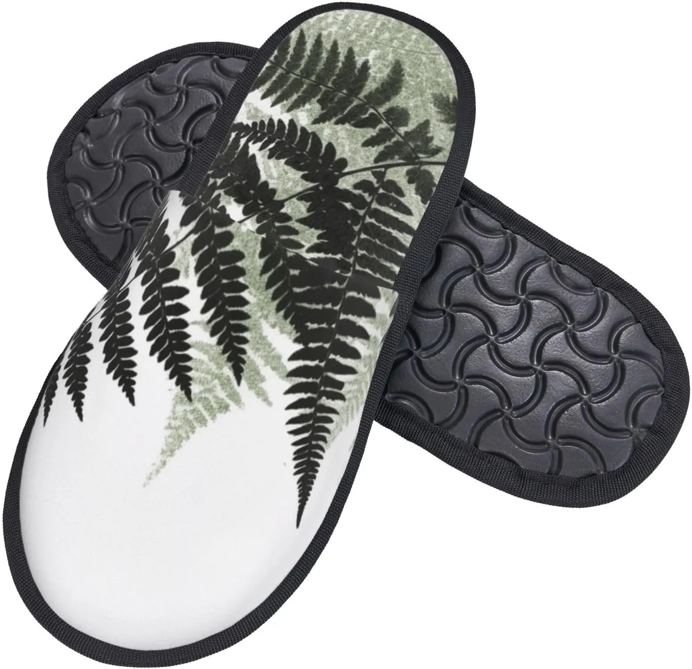 natural plant silhouette fern leaf Printed Slippers Cozy Indoor Slide Unisex House Slippers Soft Plush Slip-on Slippers