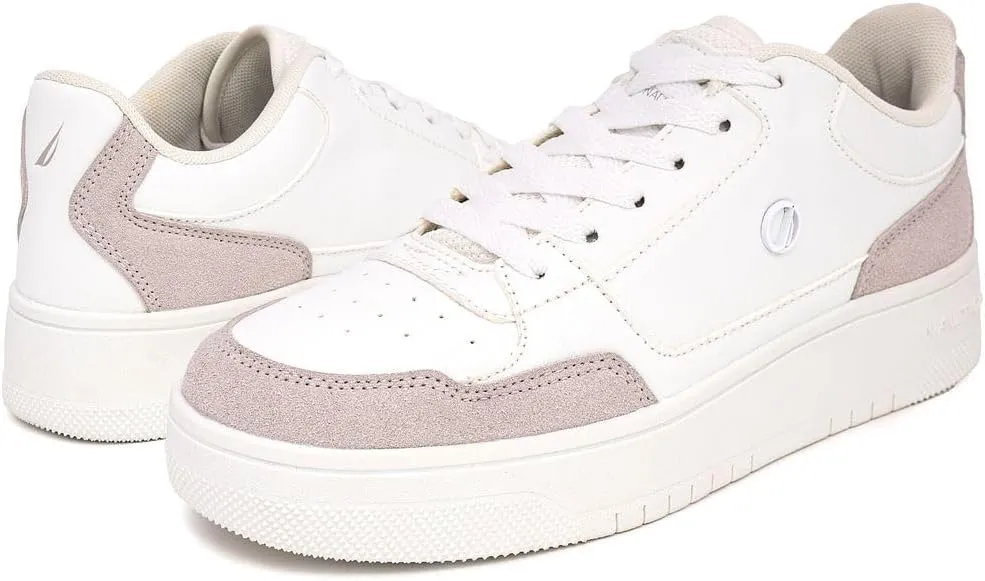 Nautica Women’s Lace-Up Fashion Sneakers – Low-Top Casual Walking & Tennis Shoes with Platform or Regular Heel