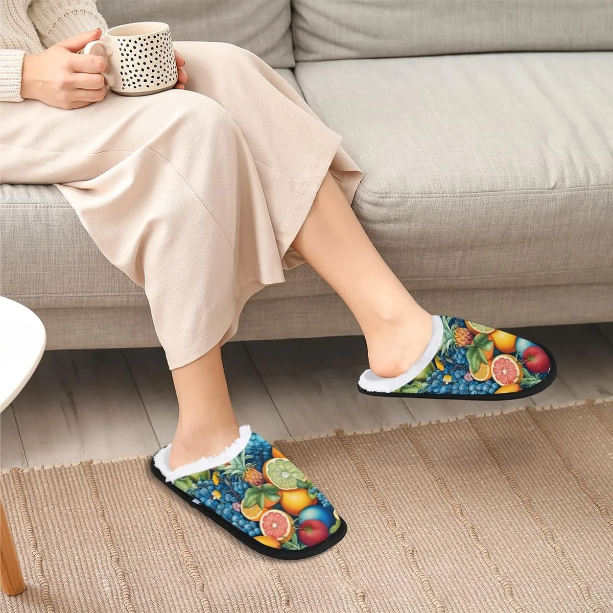 Nectarines Women's Indoor Bedroom Slippers Soft Fuzzy Slip On House Slippers for Winter Bedroom Outdoor