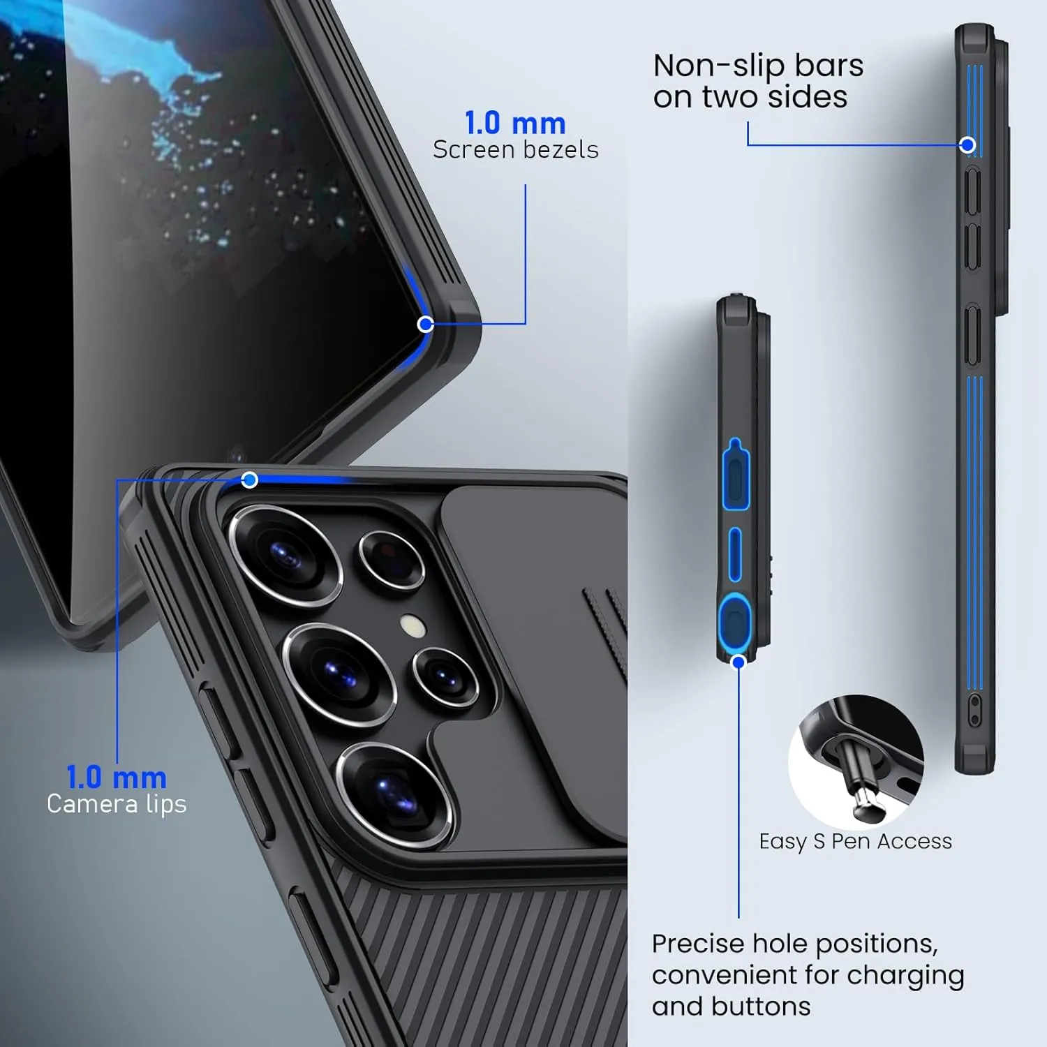 Nillkin Galaxy S25 Ultra Case, CamShield Pro for Samsung Galaxy S25 Ultra Case with Slide Camera Cover, S25 Ultra 5G Slim Phone Case 2025 6.86'' (Black)