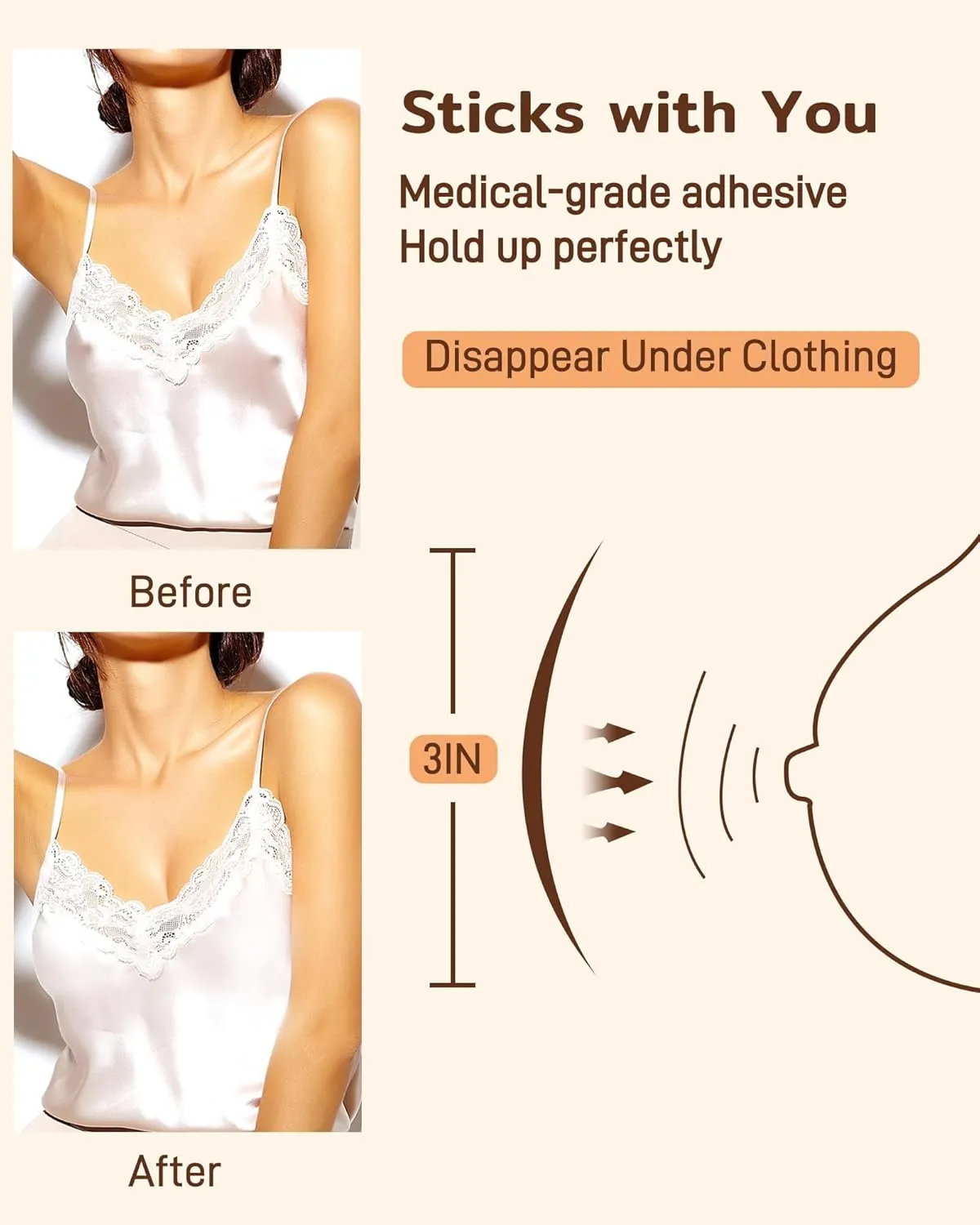 Nipple Covers for Women 2 Pairs, Sticky Adhesive Silicone Pasties Nipple Covers Reusable, Pasty Nipple Cover with Case